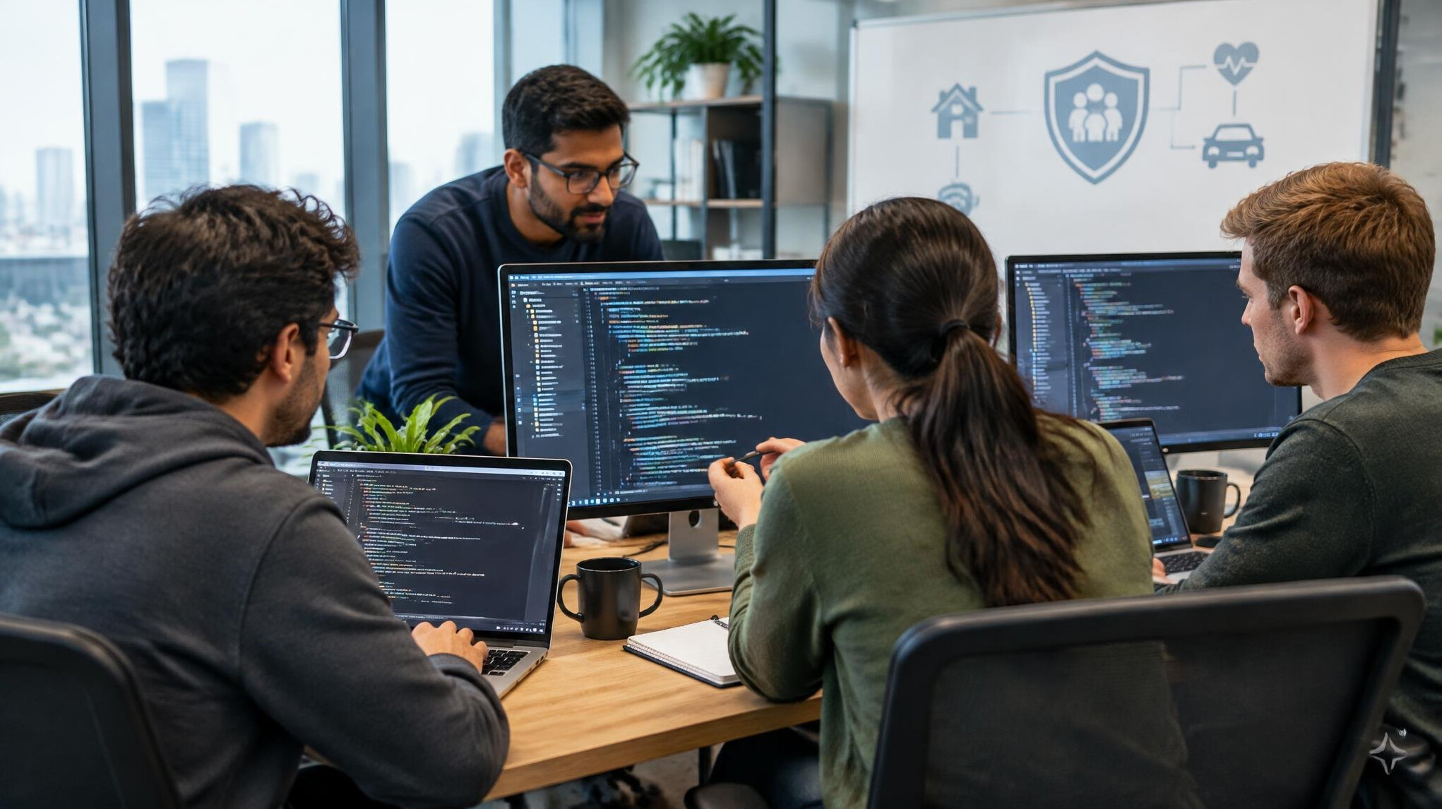 team of developers coding