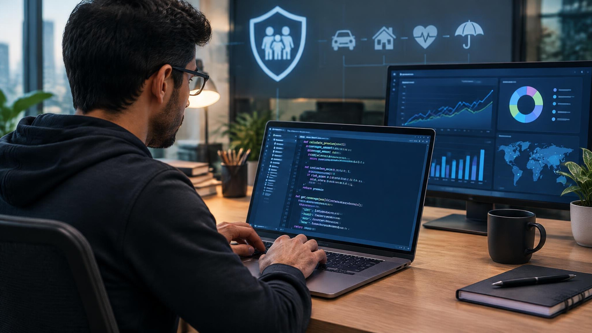 programmer writing insurance code