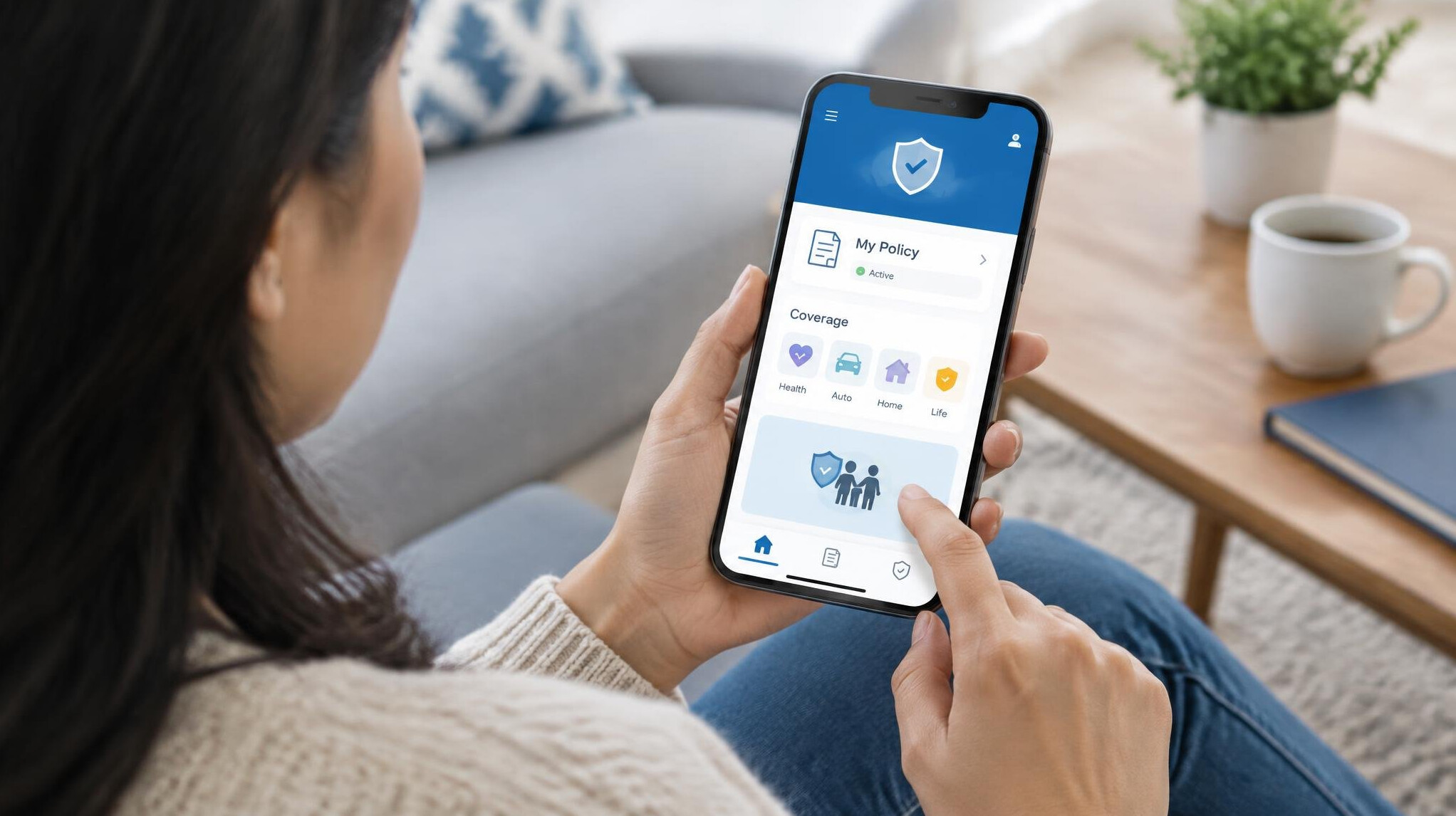 person using insurance app